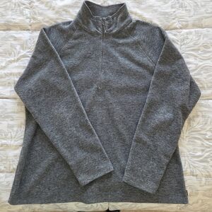 Eddie Bauer Womens Heather Grey Fleece Quarter Zip Long Sleeve Size XL